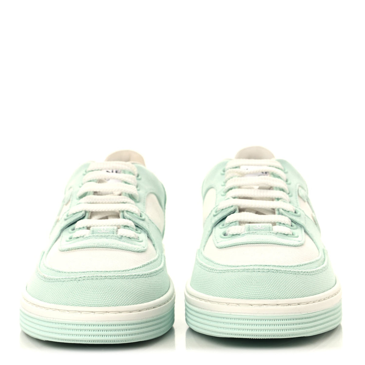 Cotton Sneakers 38.5 Light Turquoise White