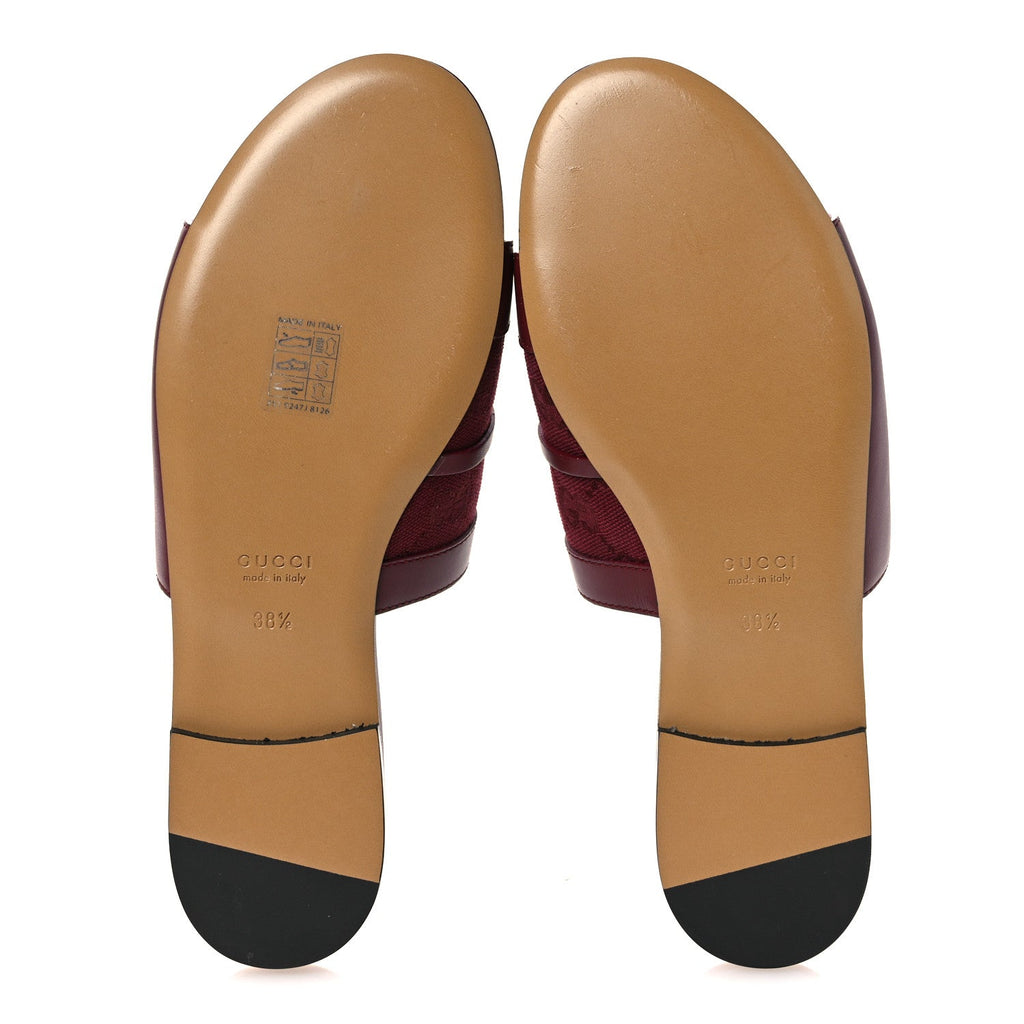 Calfskin Monogram Horsebit Womens Slide Sandals 38.5 Rosso Ancora