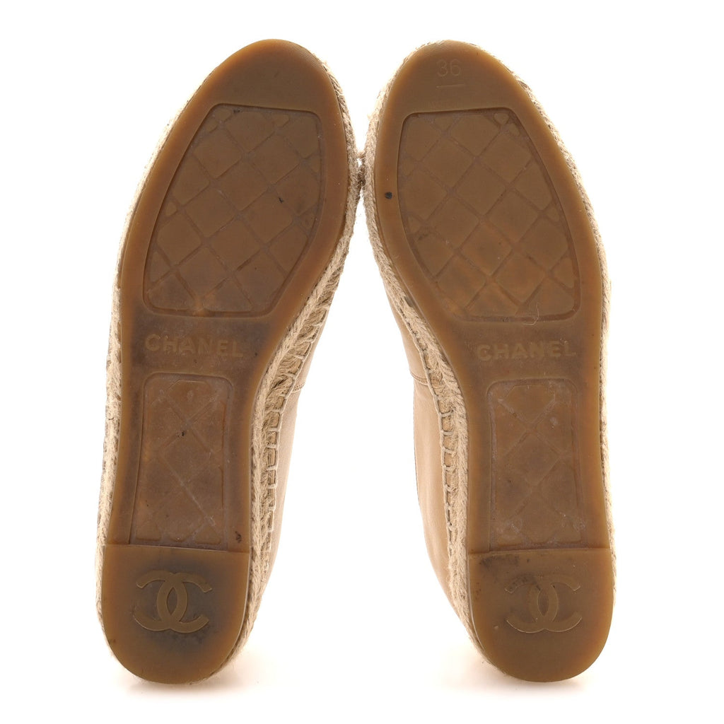 Lambskin CC Espadrilles 36 Beige Black
