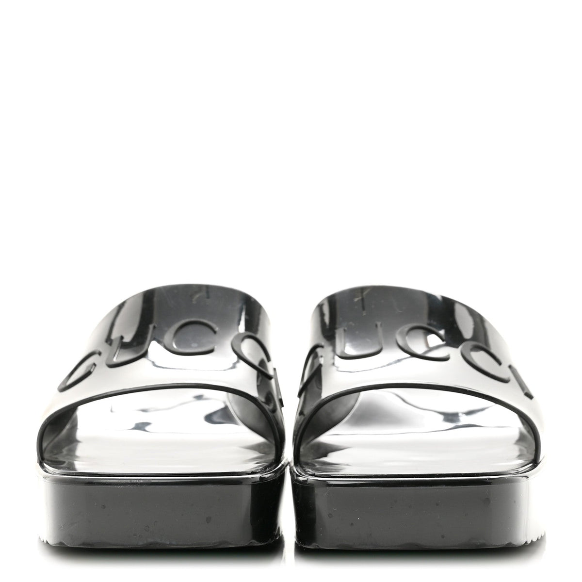 Rubber Gucci Logo Womens Platform 20/60mm Slide Sandals 38 Black
