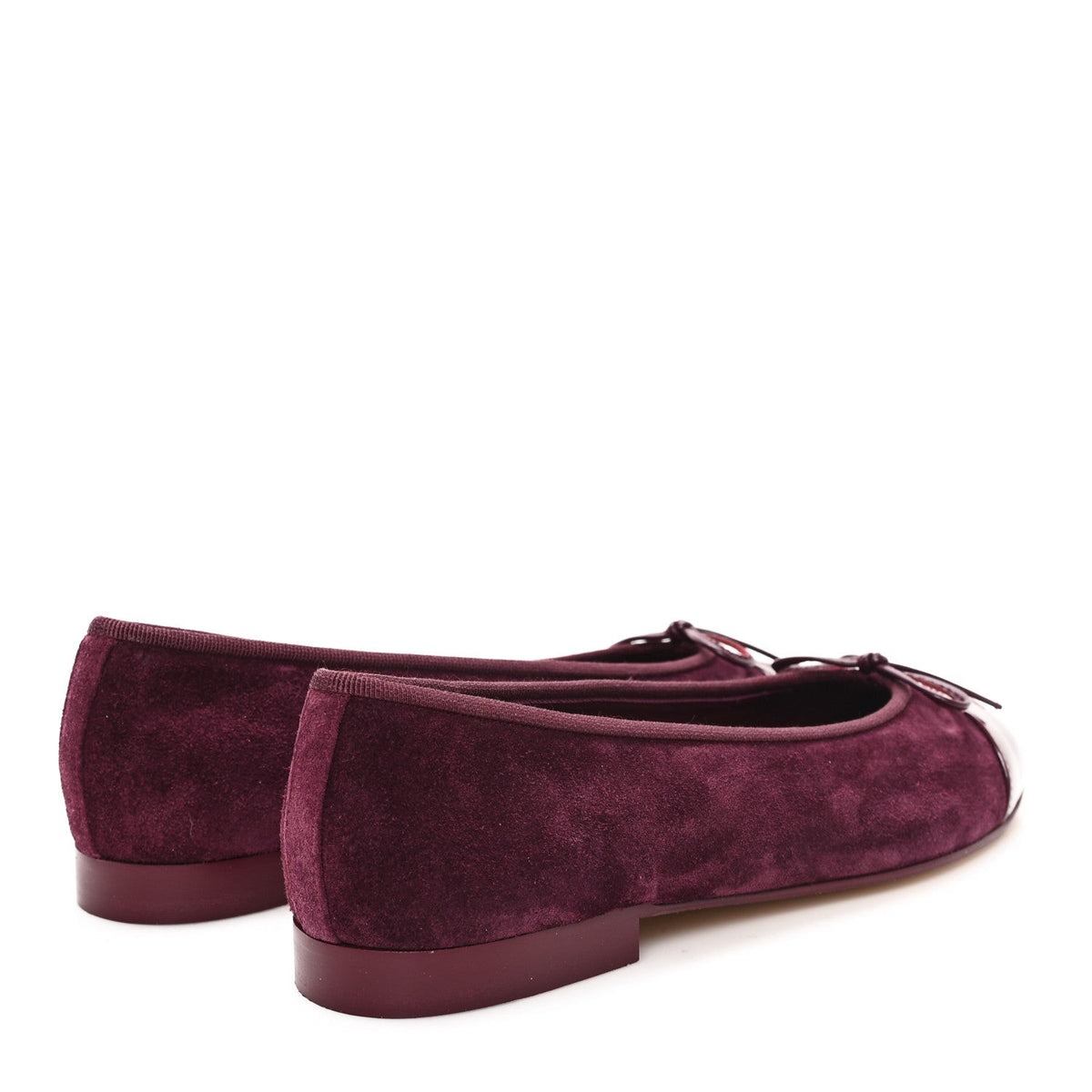 Suede Patent Cap Toe CC Ballerina Flats 38.5 Grey 37.5 Burgundy