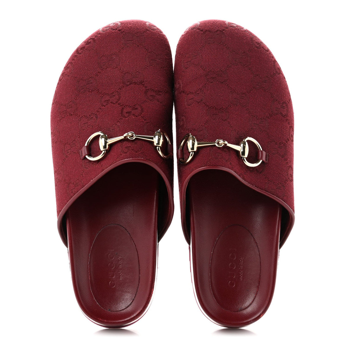 GG Supreme Monogram Womens Horsebit Slippers 36 Rosso Ancora
