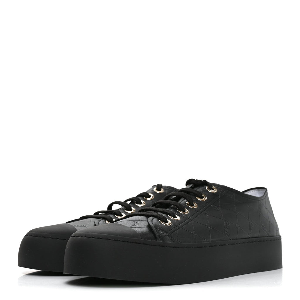 Lambskin Printed Logo Sneakers 41 Black