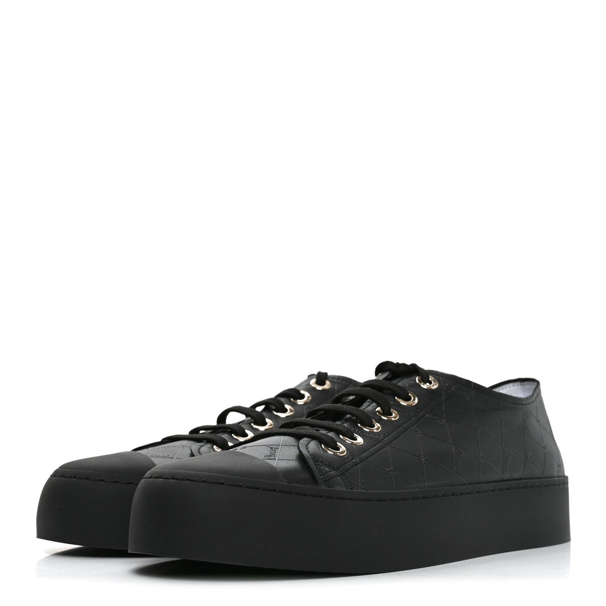 Lambskin Printed Logo Sneakers 41 Black