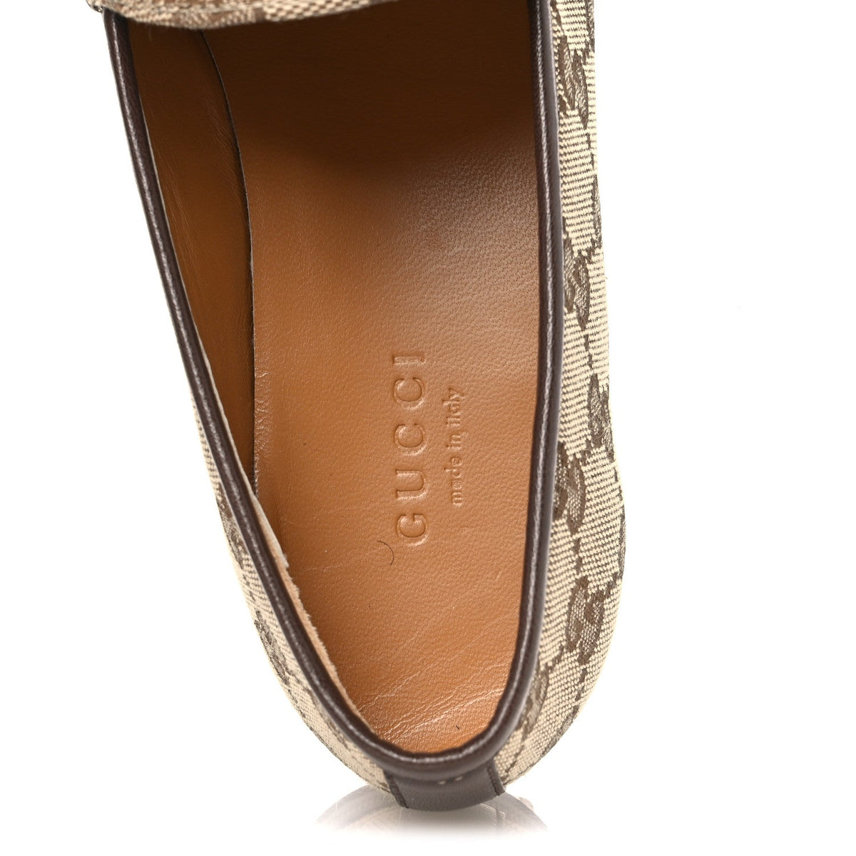 Canvas GG Monogram Horsebit Womens Jordaan Loafers 37 Beige Ebony New Acero