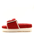 X ADIDAS Terry Cloth GG Monogram Womens Platform Sandals 36 Maple Red Off White