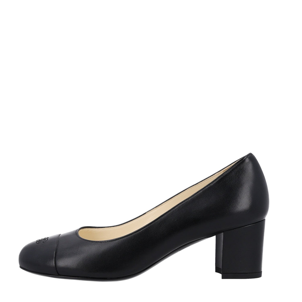 Lambskin Cap Toe CC Uniform Pumps 37 Black