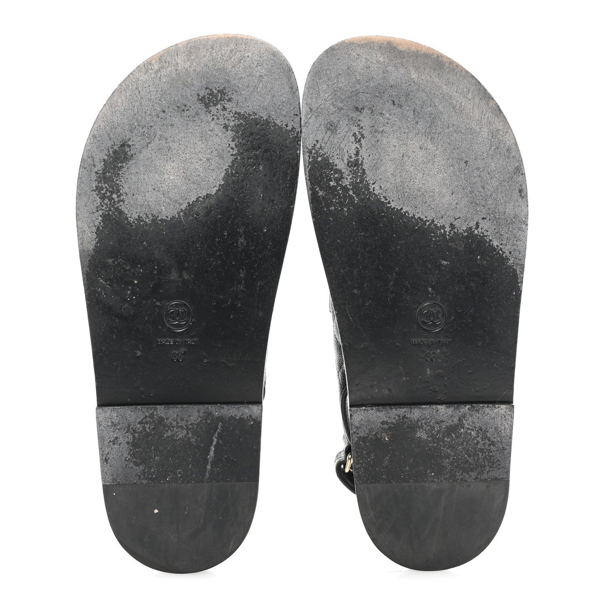 Grained Calfskin Velcro Dad Sandals 38 Black