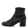 Stretch Lambskin Cap Toe CC Short Boots 35 Black