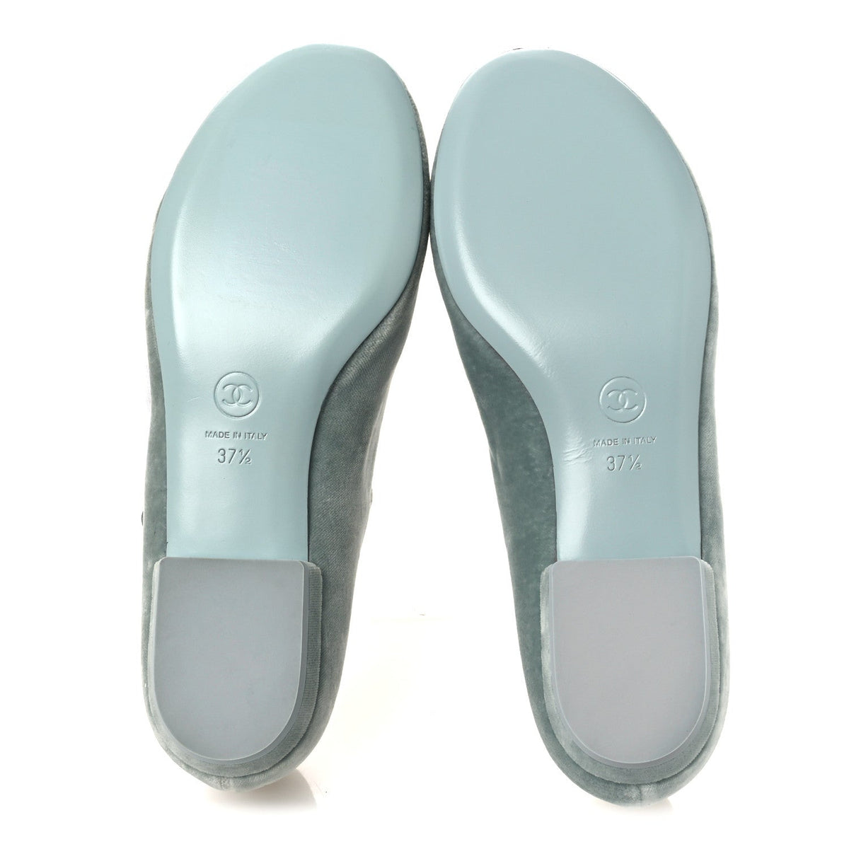 Velvet Grosgrain Bow Mary Jane Flats 37.5 Light Green White
