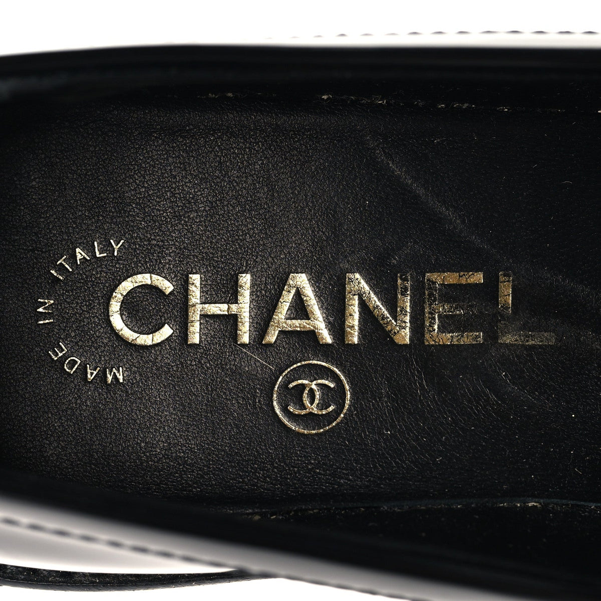Shiny Calfskin Quilted CC Mocassin Loafers 37 Black