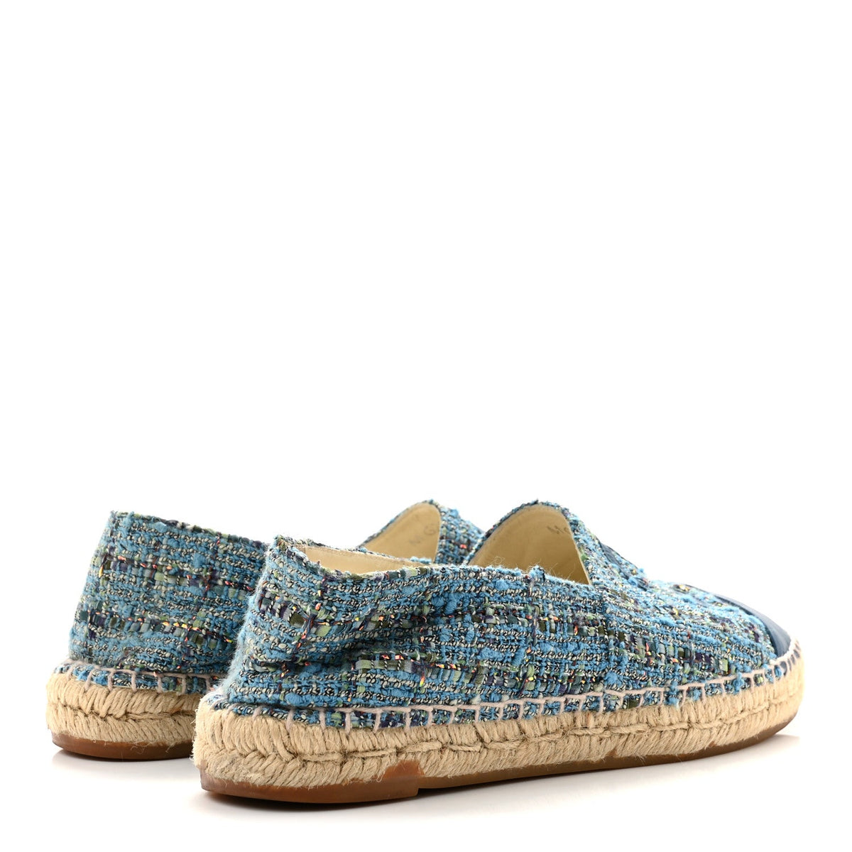 Tweed Lambskin CC Espadrilles 38 Blue
