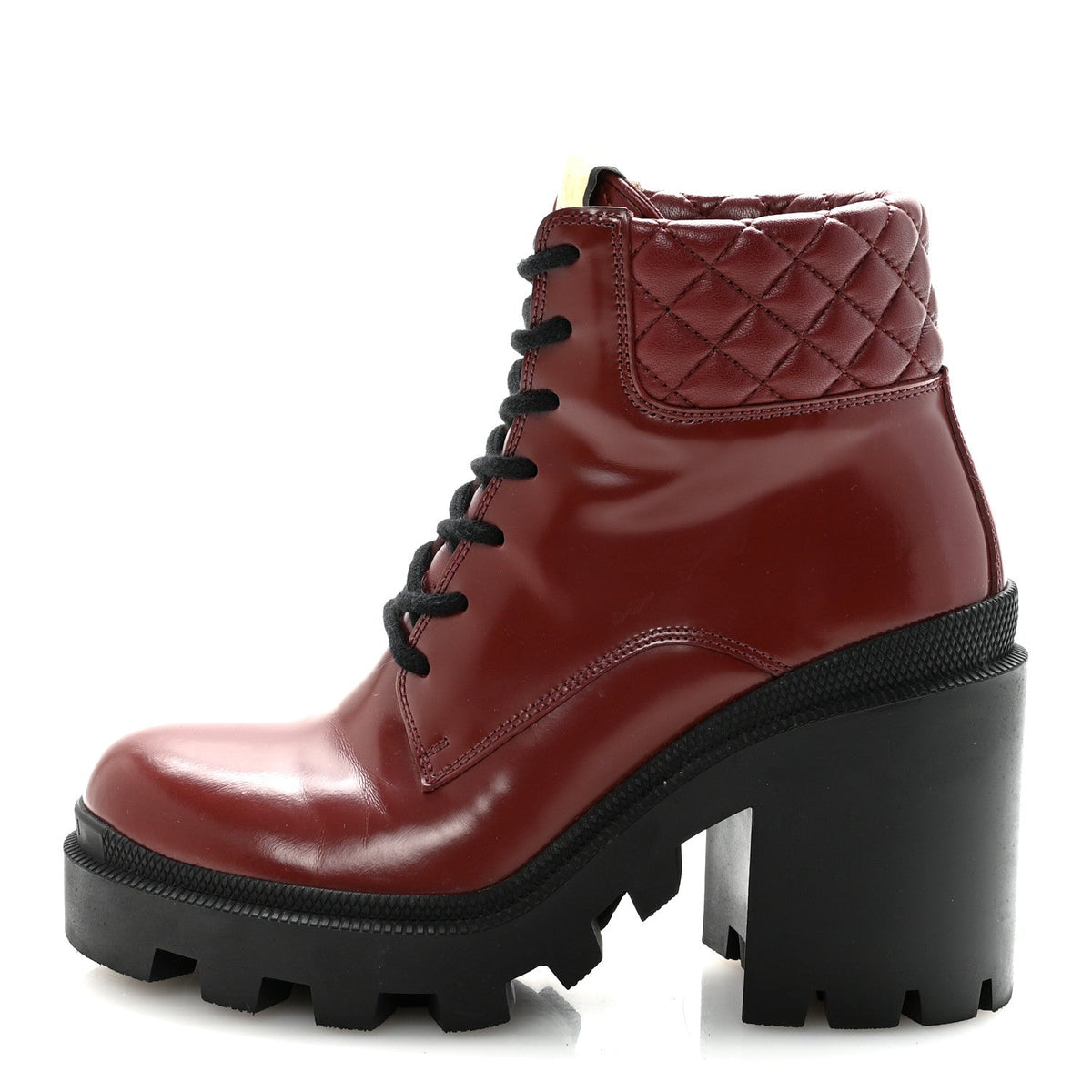 Magnum Calfskin Nappa Quilted Lace Up Ankle Boots 36 Garnet Red