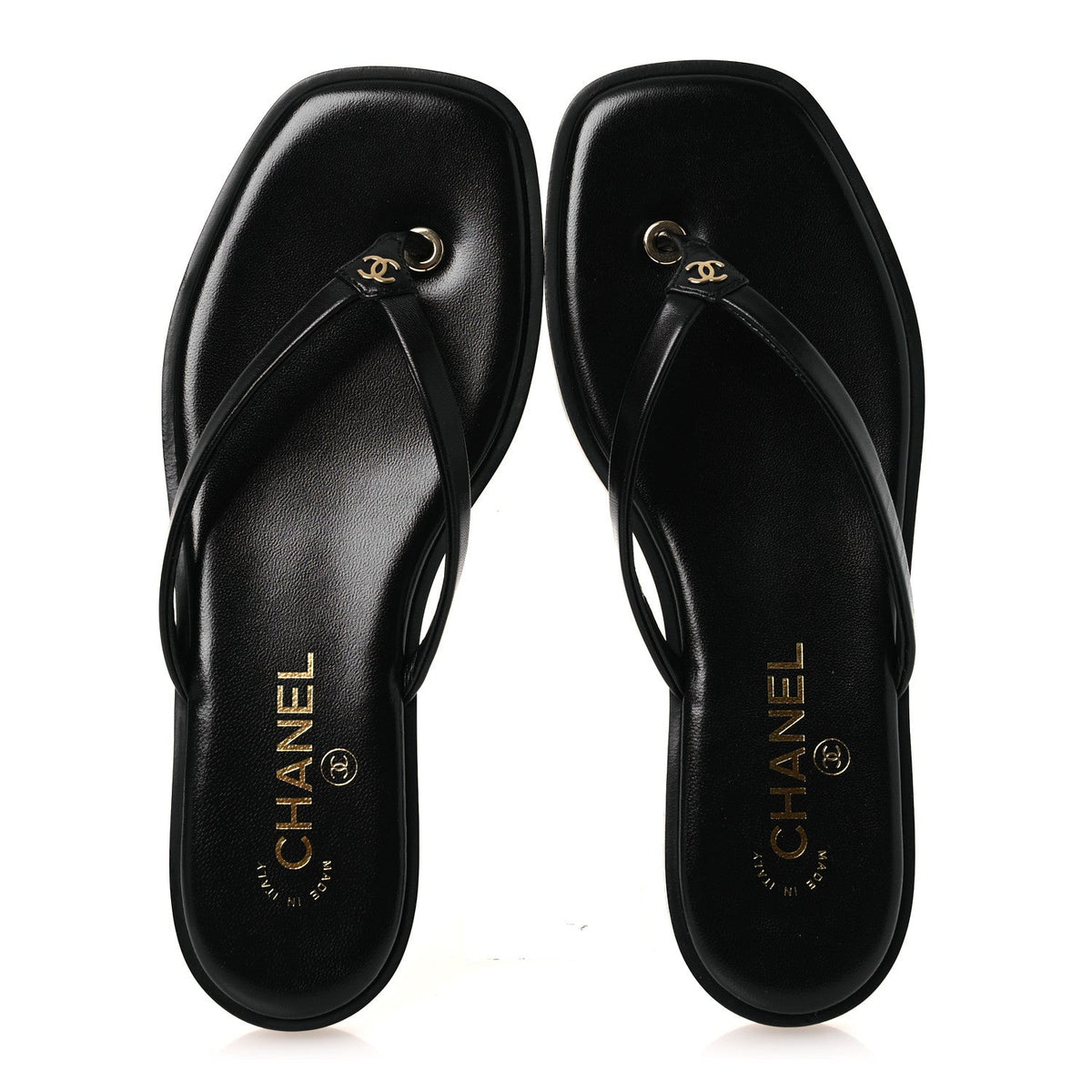 Goatskin CC Times Square Thong Sandals 38 Black