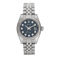 Stainless Steel 18K White Gold Diamond 26mm Oyster Perpetual Datejust Watch Blue Jubilee 179174