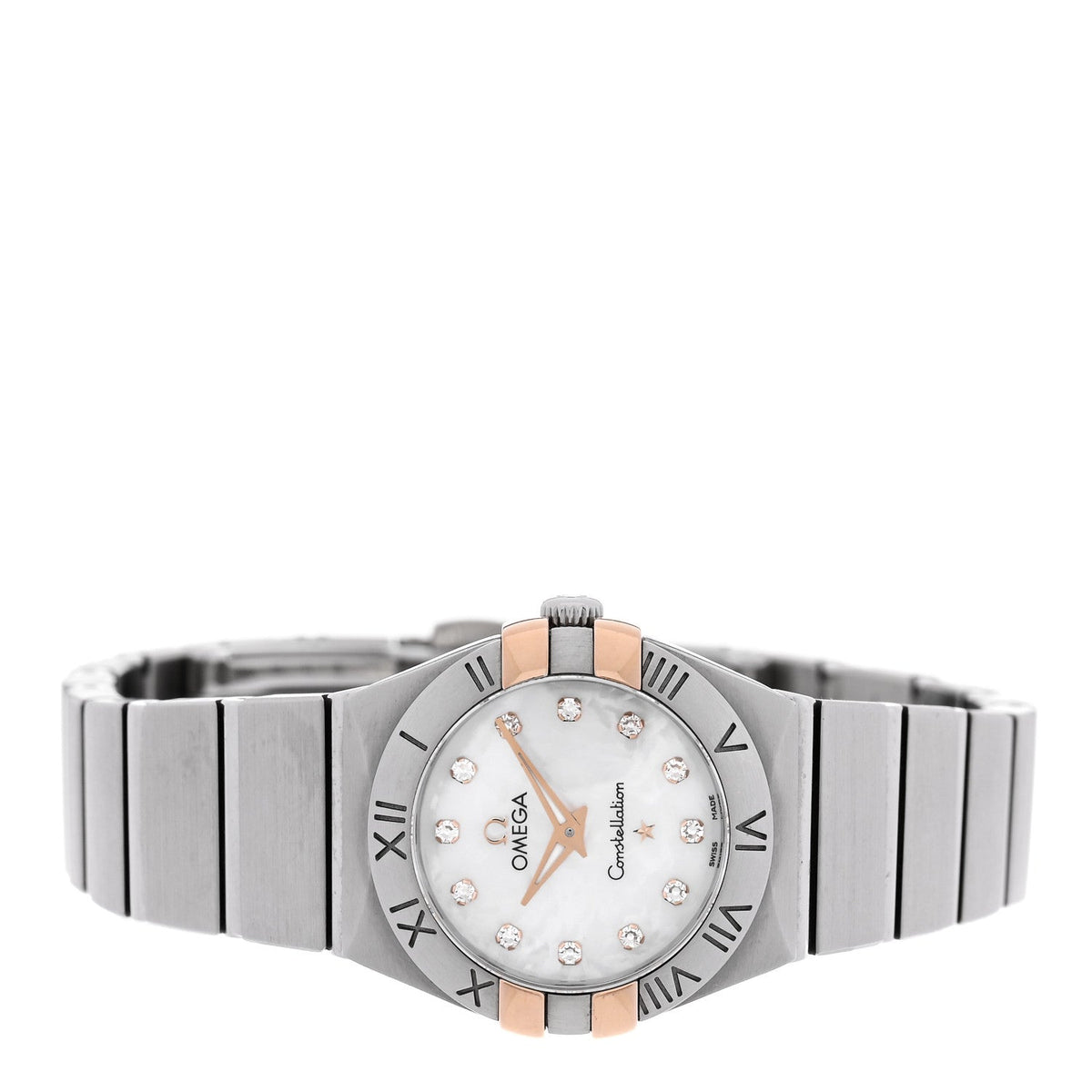 Stainless Steel 18K Red Gold Diamond Mother of Pearl 24mm Constellation Quartz Watch 123.20.24.60.55.005