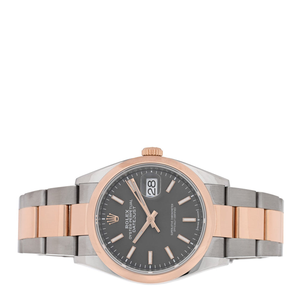 Stainless Steel 18K Everose Gold 36mm Oyster Perpetual Datejust Watch Slate 126201