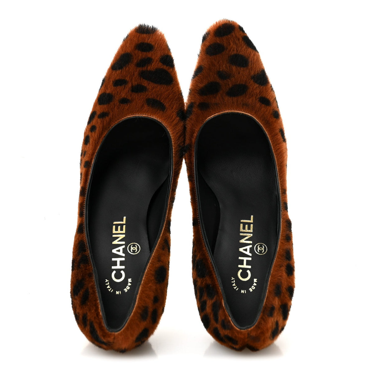 Pony Hair Lambskin Pumps 36.5 Brown Black