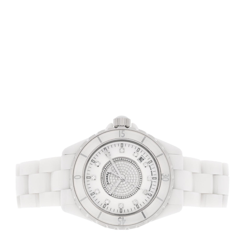 Stainless Steel Ceramic Diamond Dial 38mm J12 Automatic Watch White