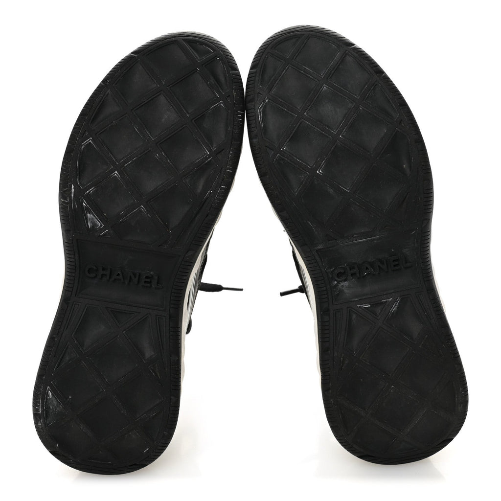 Velvet Calfskin Mixed Fibers CC Sneakers 35.5 Black