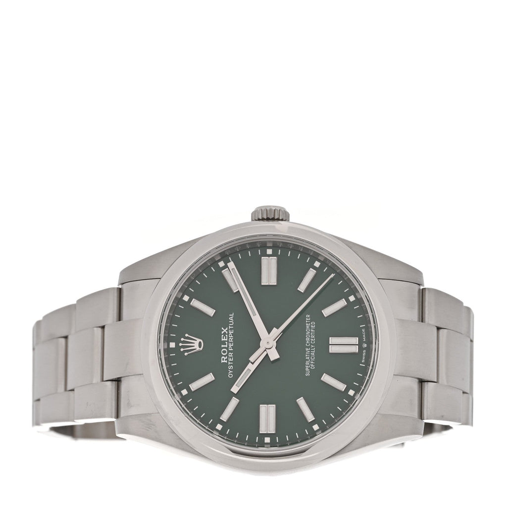 Stainless Steel 41mm Oyster Perpetual Watch Green 124300