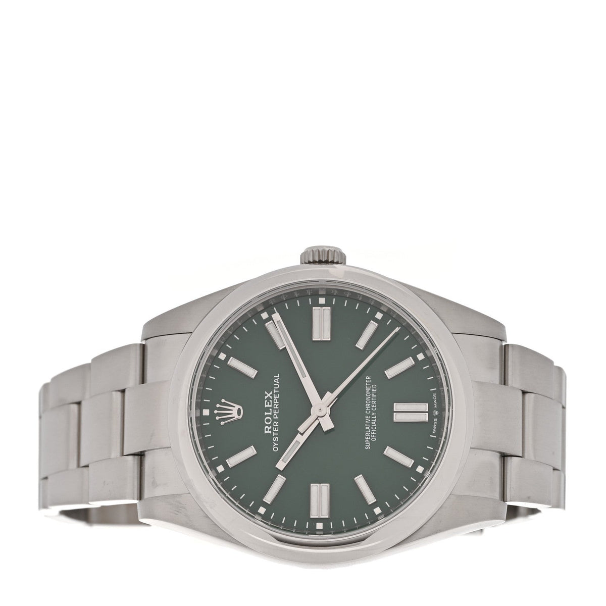 Stainless Steel 41mm Oyster Perpetual Watch Green 124300