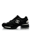 Mixed Fibers Suede Shiny Calfskin Womens CC Sneakers 38 Black