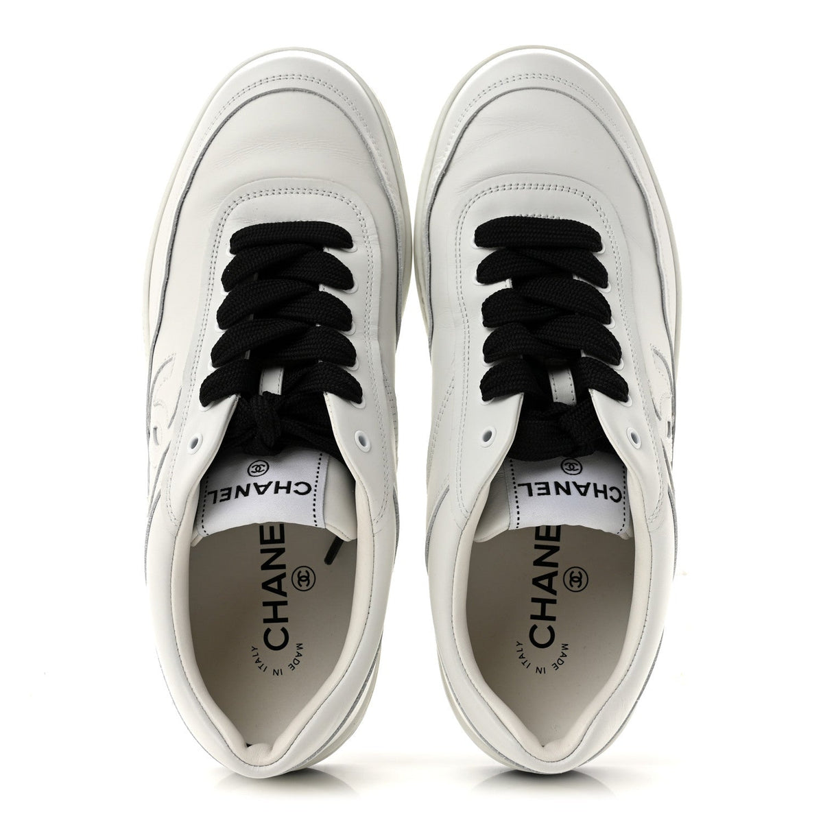 Calfskin CC Womens Sneakers 40 White Black