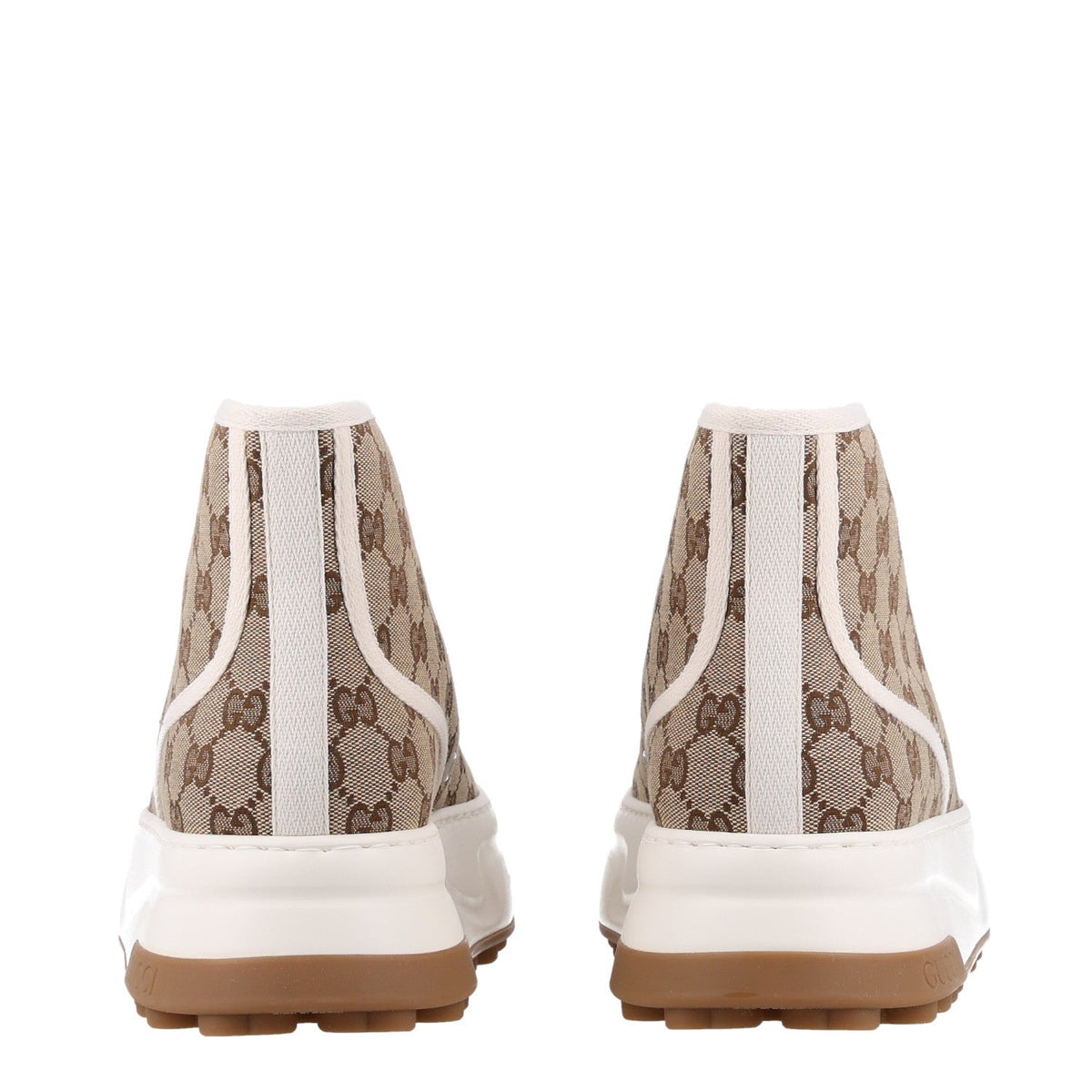 GG Monogram Mens 1977 Tennis High Top Platform 55mm Sneakers 9 Beige Ebony Mystic White