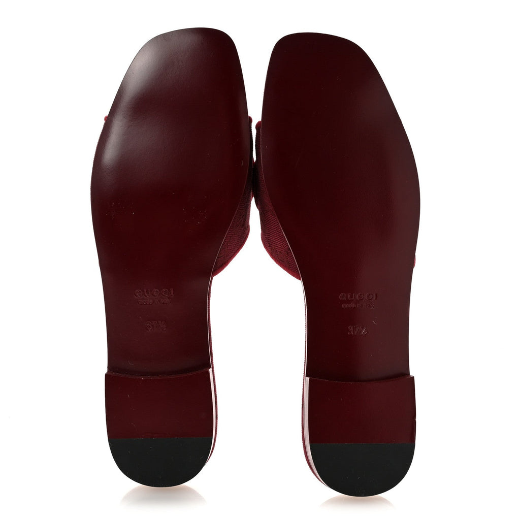 GG Canvas Interlocking G Cut Out Slide Sandals 37.5 Rosso Ancora