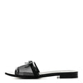 Mesh Lambskin CC Bow Mules 40 Black