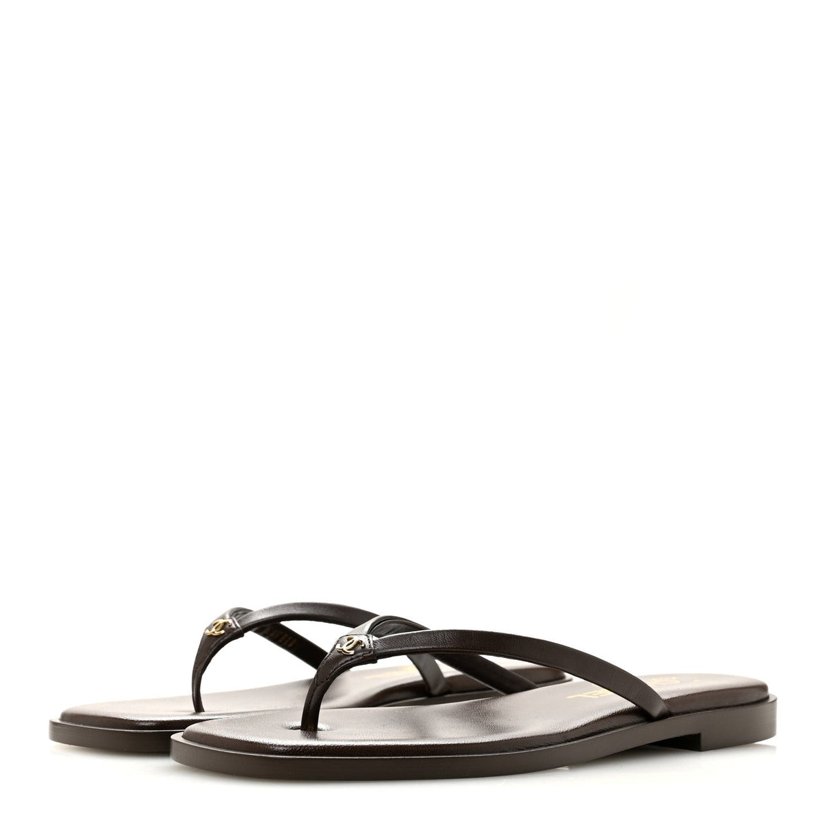 Goatskin CC Times Square Thong Sandals 36.5 Brown