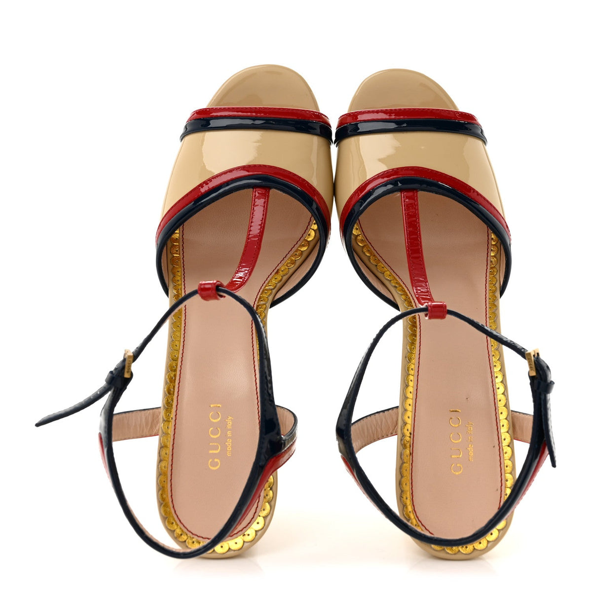 Patent Millie Platform Ankle Strap Sandals 39 Red Blue Agata Sandstorm