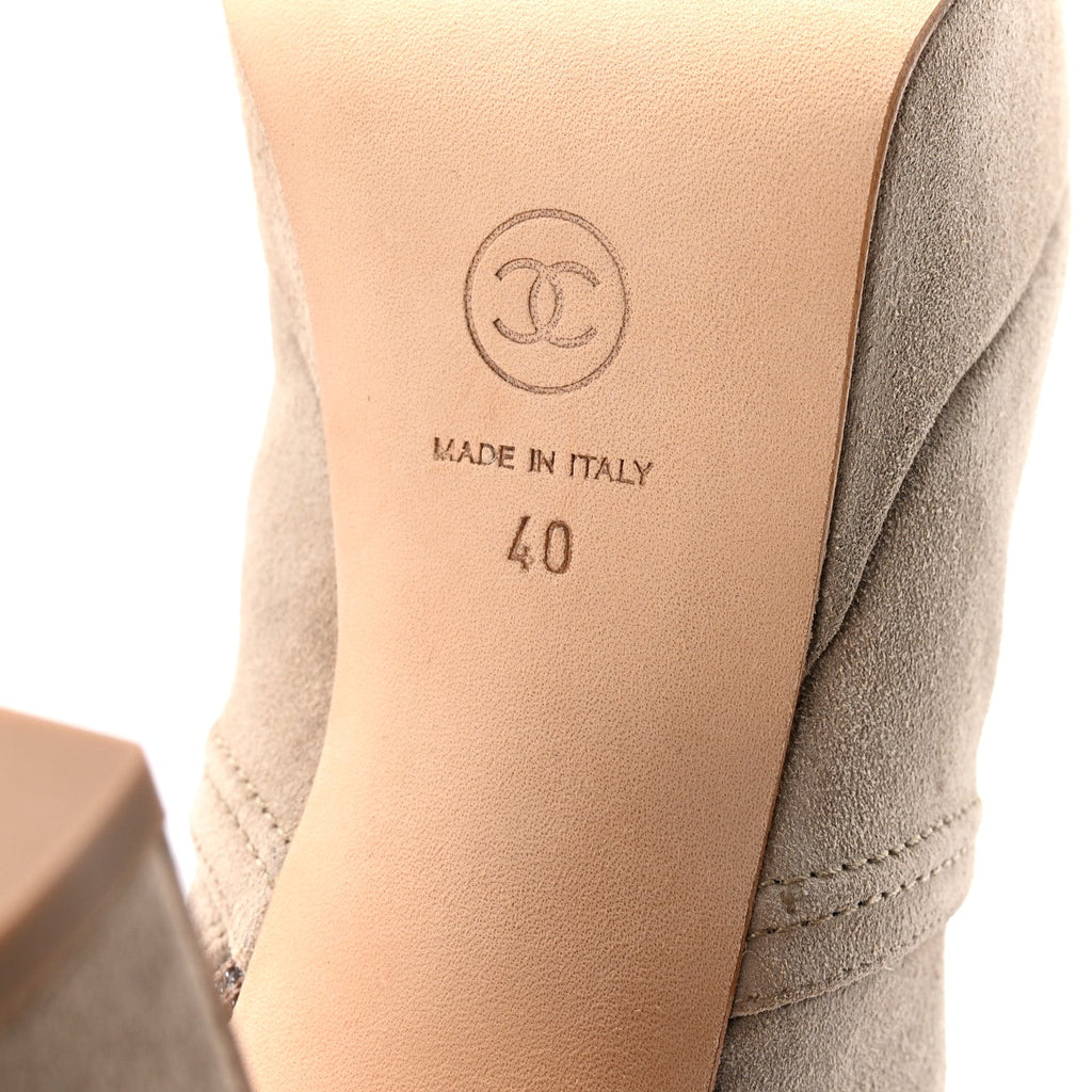 Suede Calfskin Platform Short Boots 40 Beige