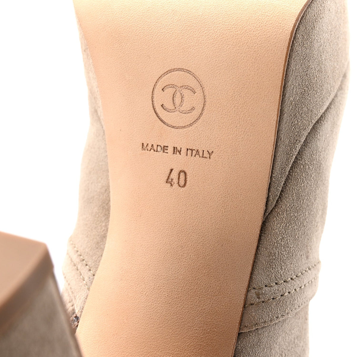 Suede Calfskin Platform Short Boots 40 Beige