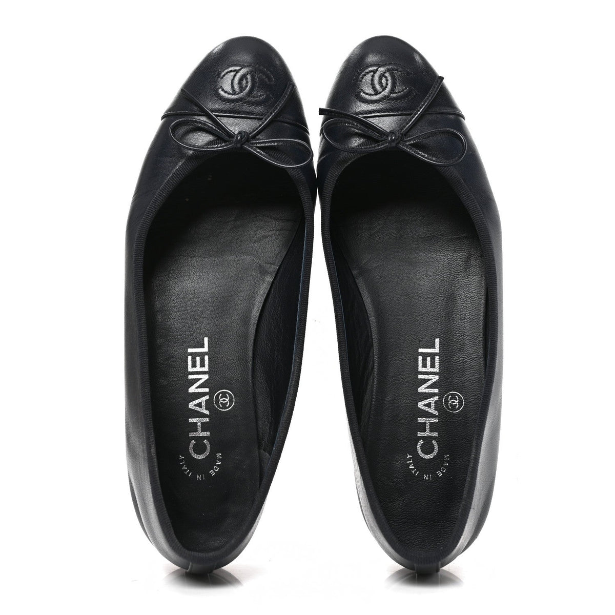 Goatskin CC Cap Toe Ballerina Flats 37.5 Dark Blue