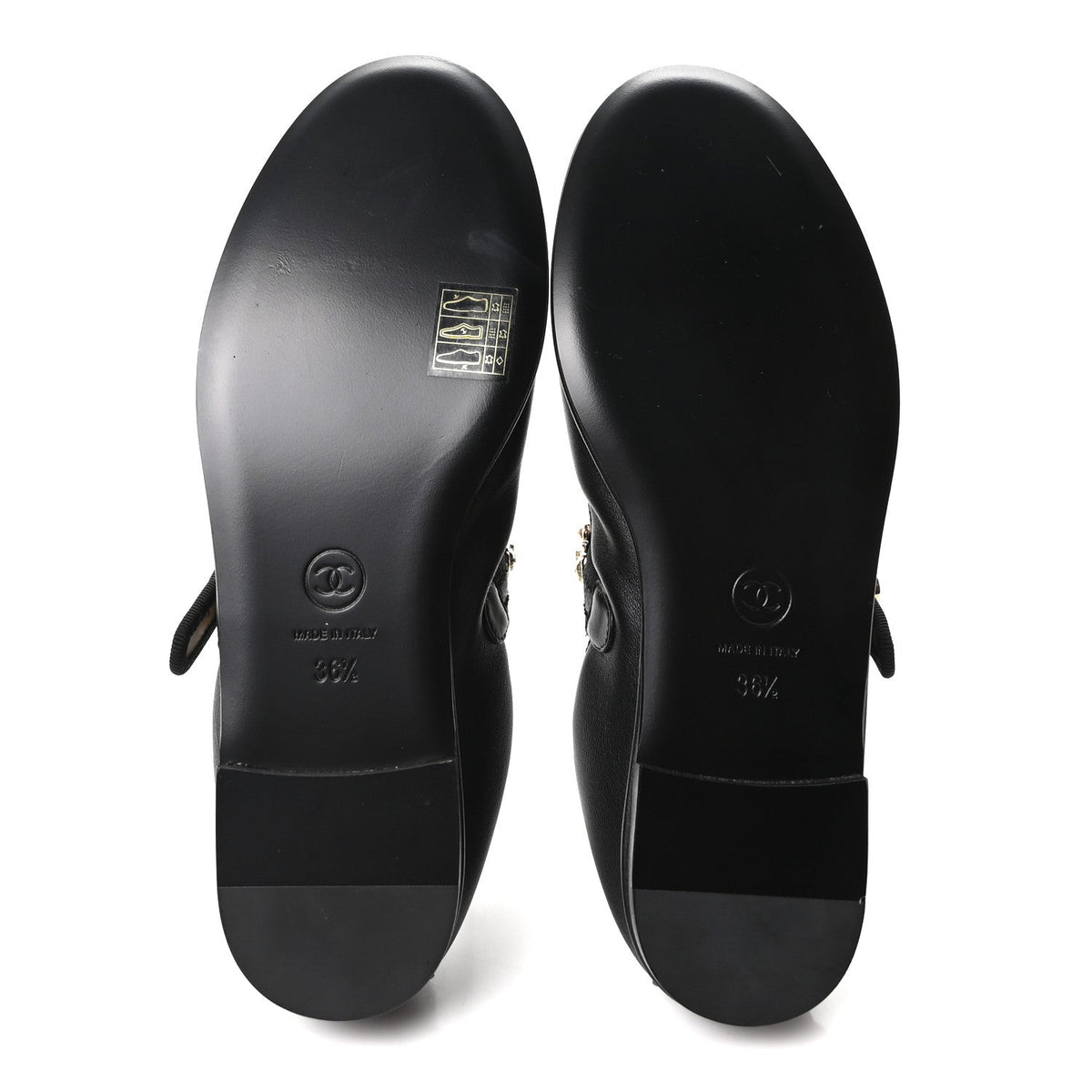 Lambskin Charm Mary Jane Flats 36.5 Black
