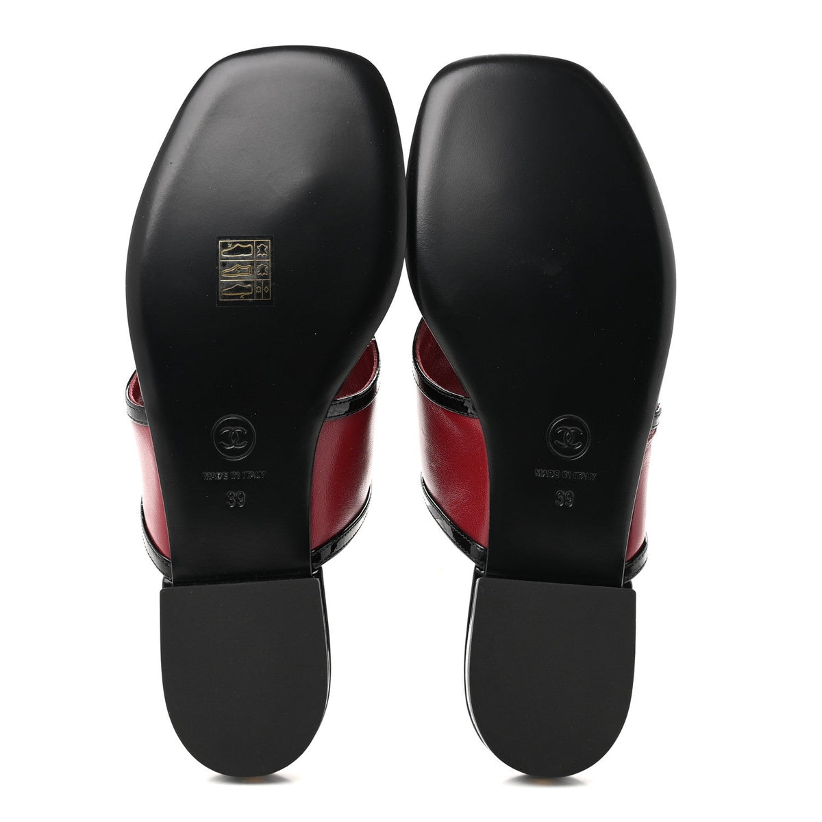 Lambskin Patent Calfskin CC Thong Sandals 39 Burgundy Black
