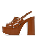 Crumpled Patent Lambskin Platform Sandals 38 Light Brown