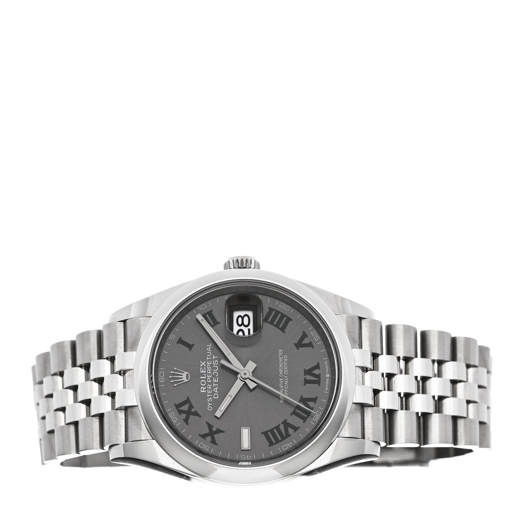 Stainless Steel 36mm Oyster Perpetual Wimbledon Datejust Watch Slate 126200