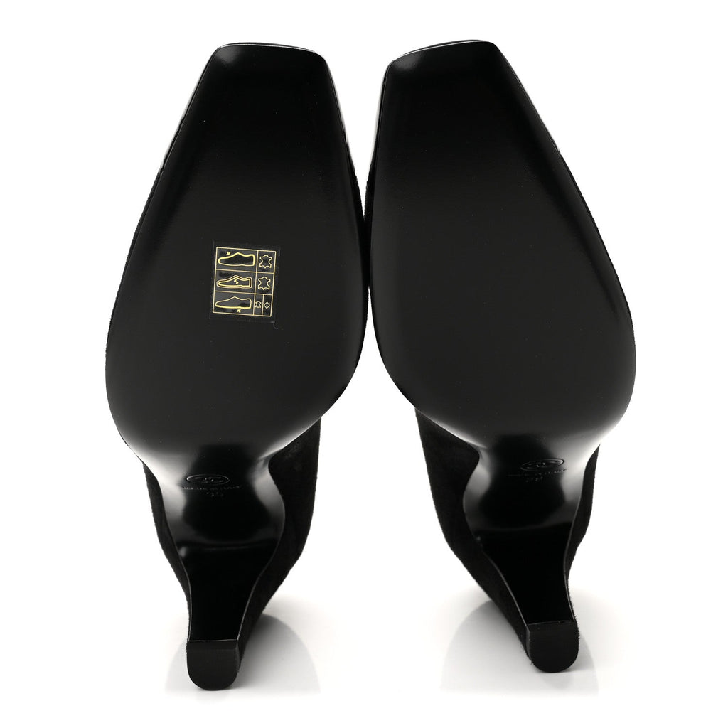 Suede Patent Calfskin Cap Toe CC Pumps 39 Black