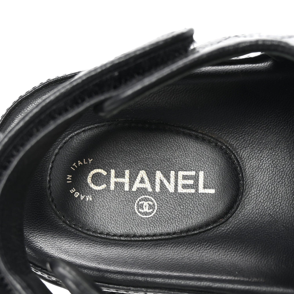 Grained Calfskin Velcro Dad Sandals 38 Black