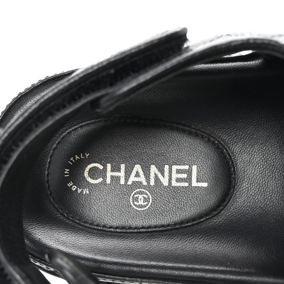 Grained Calfskin Velcro Dad Sandals 38 Black