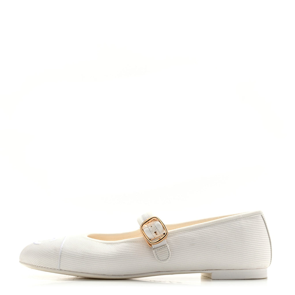 Canvas Mary Jane Flats 36 White