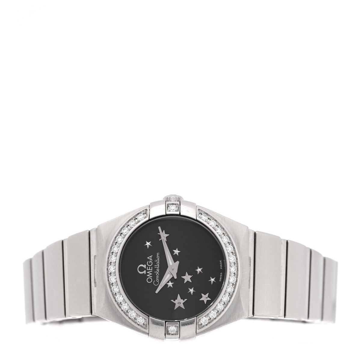 Stainless Steel Diamond Bezel 24mm Constellation Automatic Watch Black 123.15.24.60.01.001