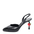 Lambskin Patent Cap Toe CC Apple Slingback Pumps 41 Black