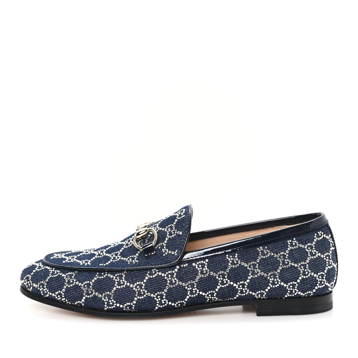 New Denim Crystal GG Monogram Womens 1953 Horsebit Jordaan Loafer 36 Blue
