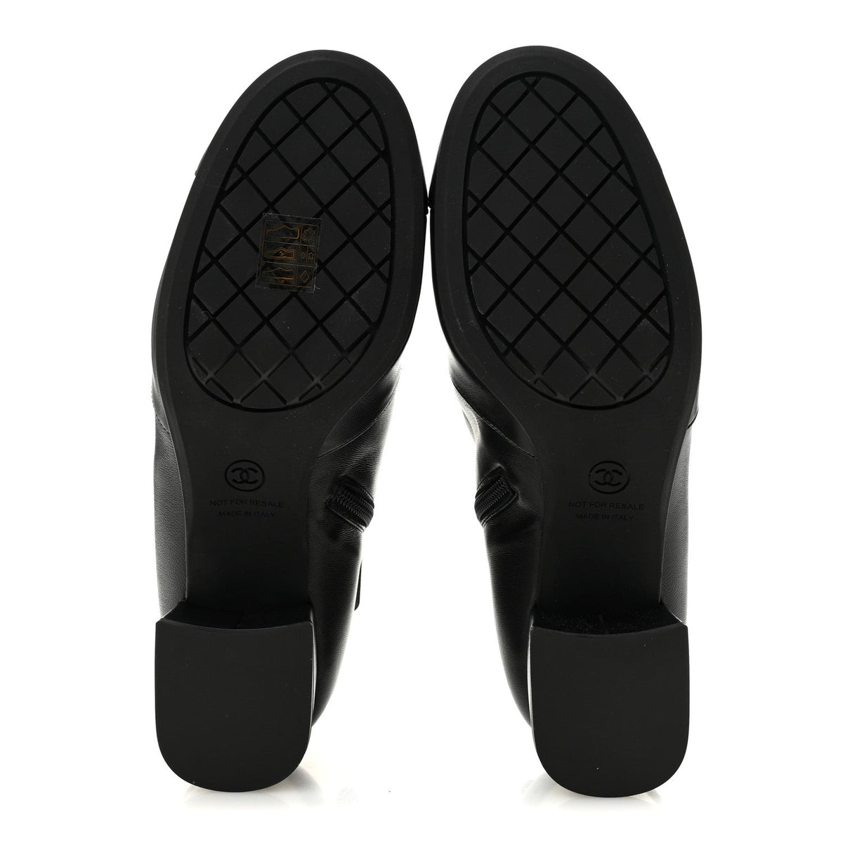 Stretch Lambskin Cap Toe CC Uniform Short Boots 40 Black