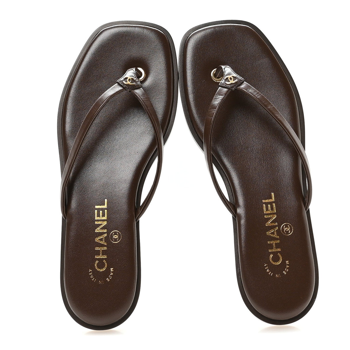 Goatskin CC Times Square Thong Sandals 37.5 Brown
