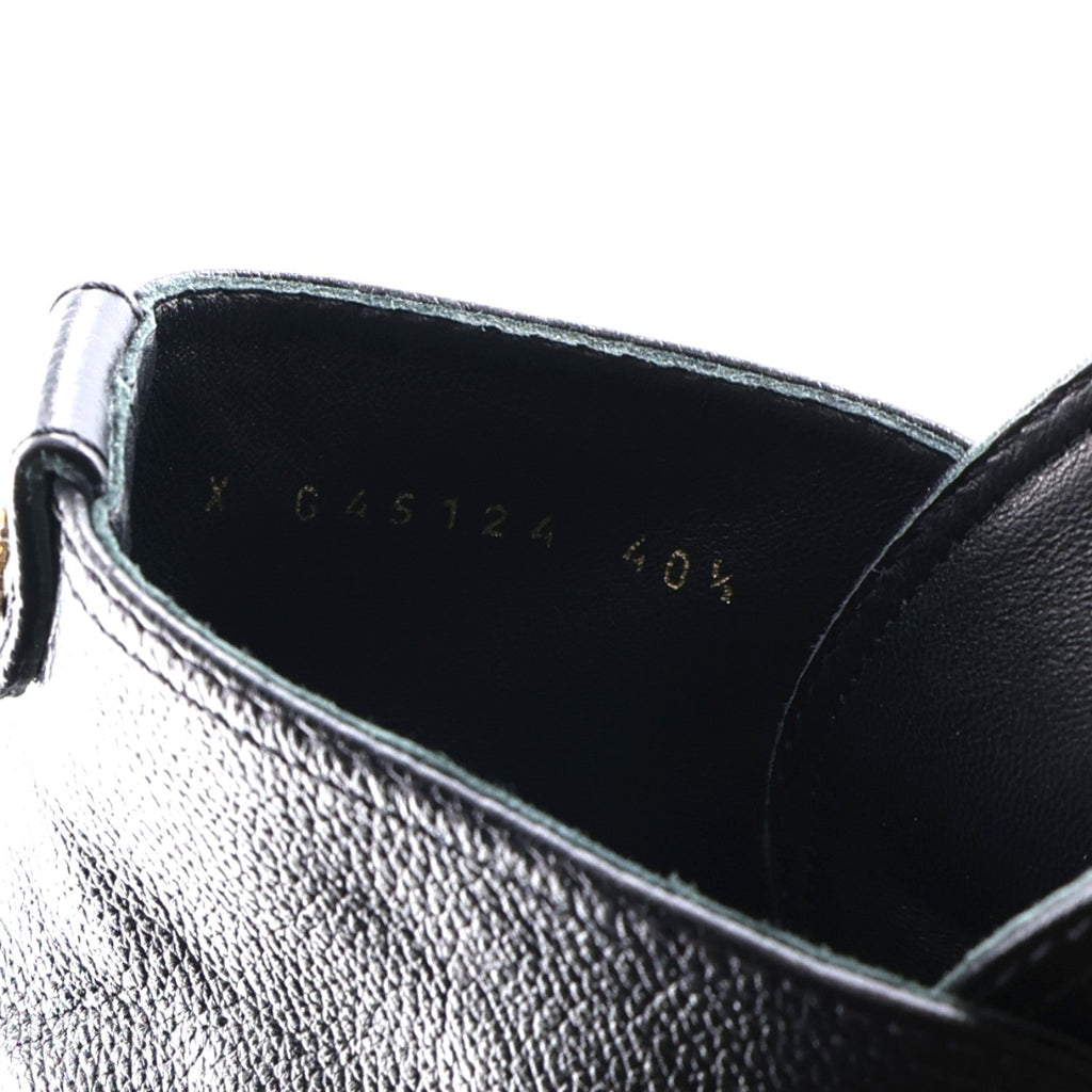 Grained Calfskin Shiny Calfskin CC Lace Up Combat Boots 40.5 Black